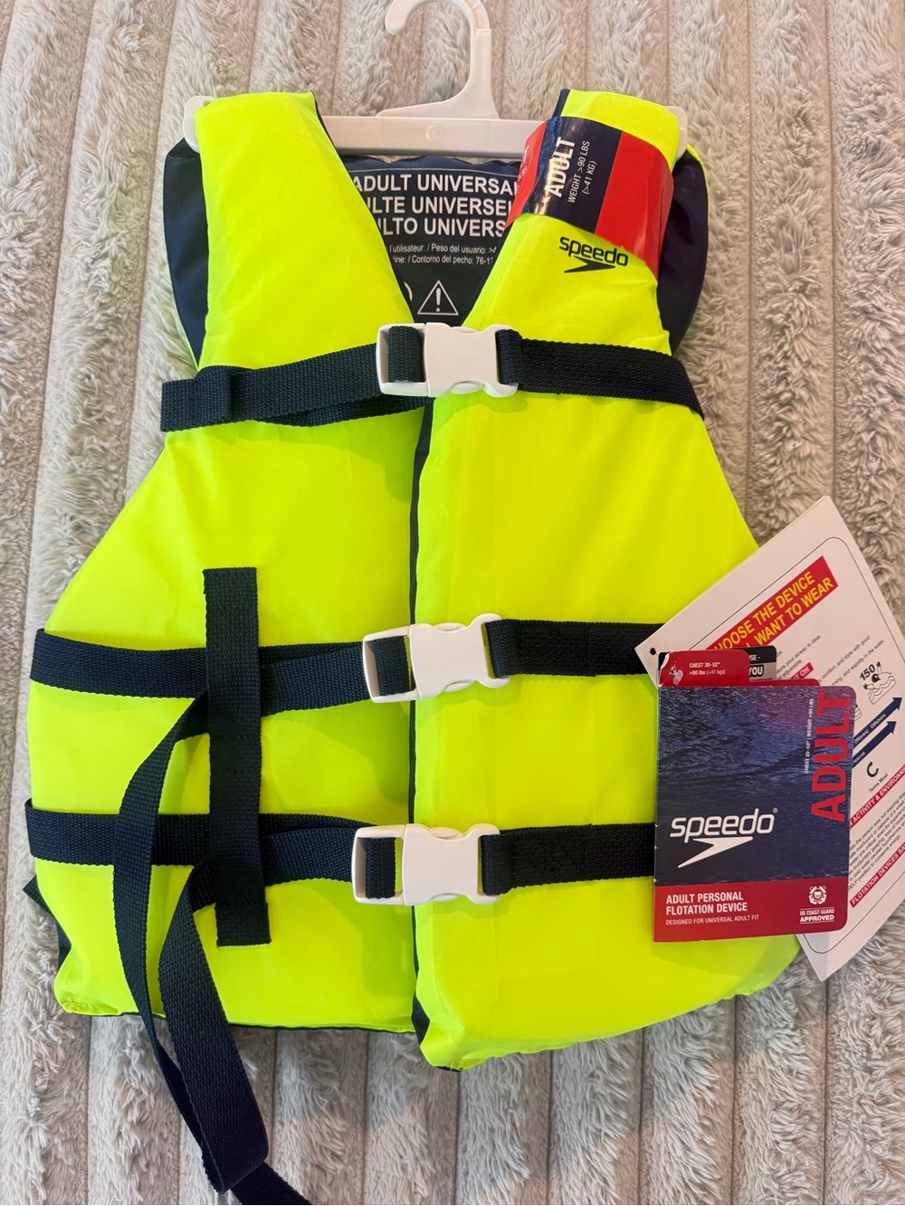 Speedo Neon Yellow and Red Adult Life Jacket